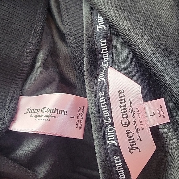 Juicy Couture 2pc set Black velour velvet pants + shirt Large - Picture 7 of 8